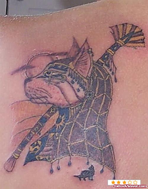 Anubis Head Egyptian Tattoo On Back