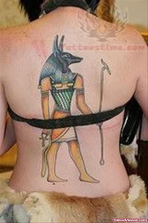 Anubis Egyptian Tattoo On Back Body