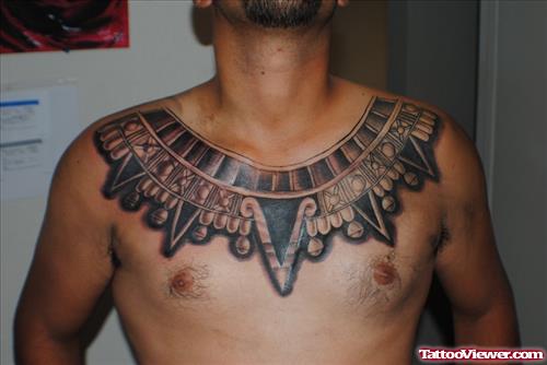 Egyptian Tattoo On Man Chest