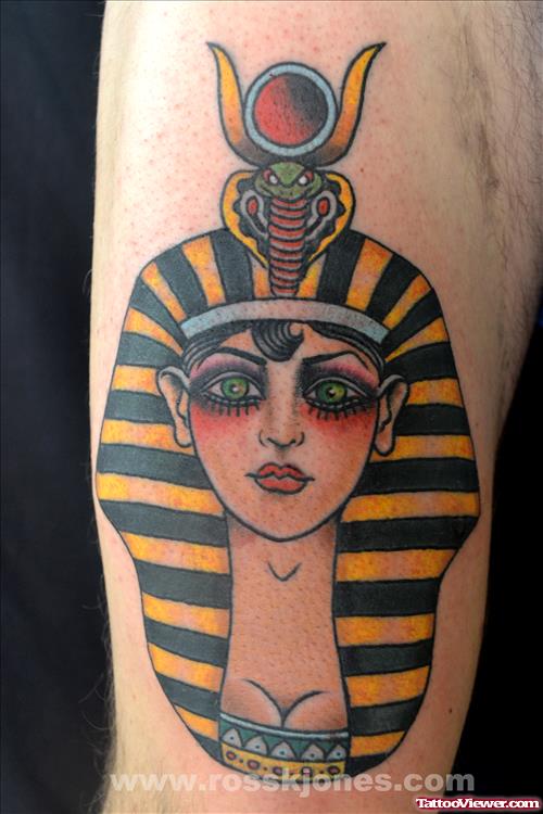 Egyptian Girl Tattoo On Half Sleeve