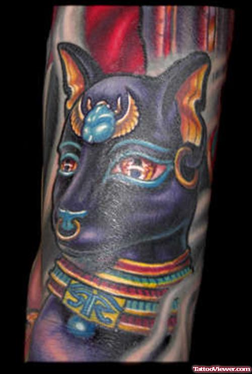 Colored Anubis Head Egyptian Tattoo