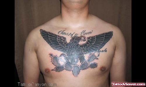 Cactus And Egyptian Eagle Tattoo On Chest