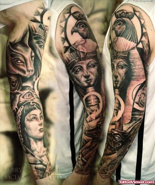 Beautiful Egyptian Sleeve Tattoo