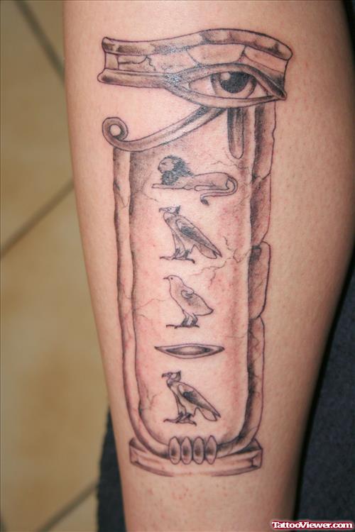 Awesome Grey Ink Egyptian Tattoo For Guys