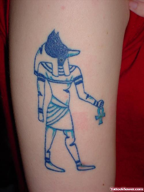 Anubis Egyptian Tattoo On Right Half Sleeve