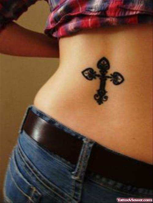 Egyptian Cross Tattoo On Back