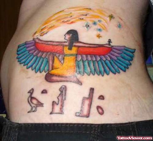 Colored Egyptian Tattoo On Side