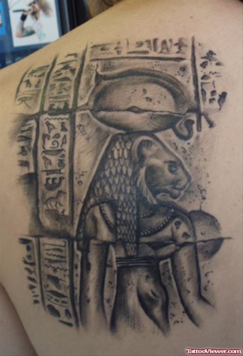 Egyptian Tattoo On Left Back Shoulder