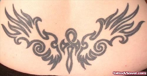 Tribal And Ankh Egyptian Tattoo On Lowerback