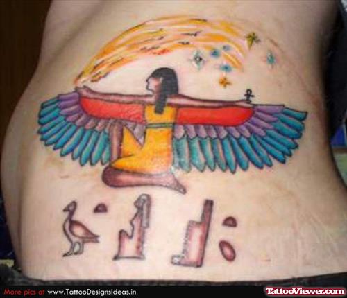 Colored Egyptian Side Rib Tattoo