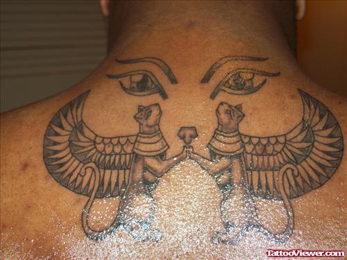 Egyptian Tattoo On Upperback