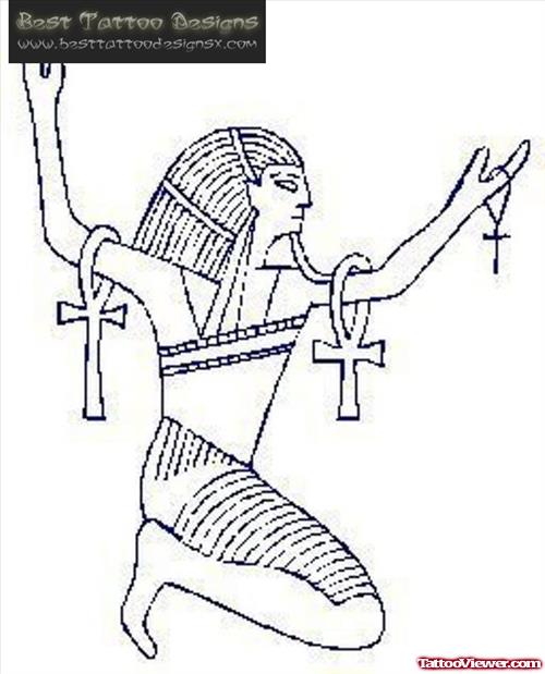Egyptian God With Ankh Tattoo Design