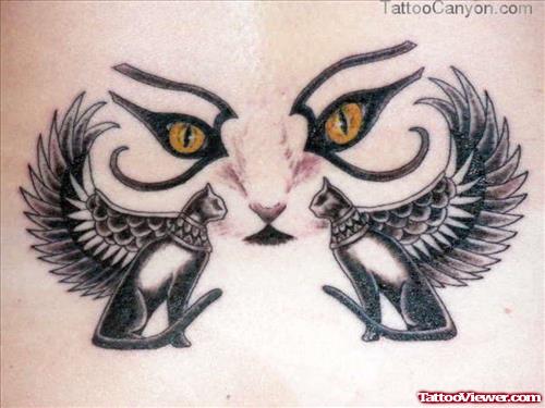 Egyptian Cat Winged Bastet Tattoos