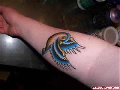 Egyptian Bird Tattoo On Right Forearm
