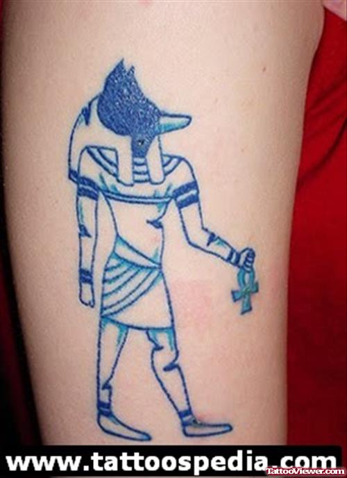 Anubis Egyptian Tattoo On Half Sleeve