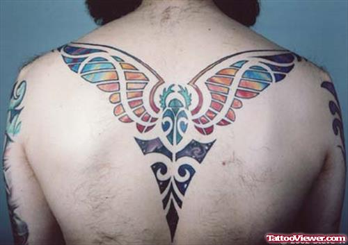 Amazing Colored Egyptian Tattoo On Back Body