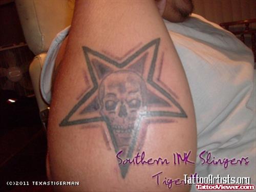 Skull star Elbow Tattoo