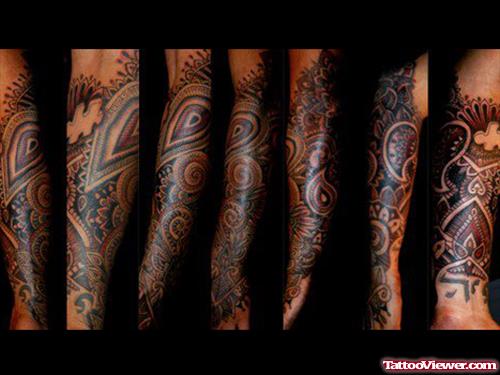 Color Henna Elbow Tattoo