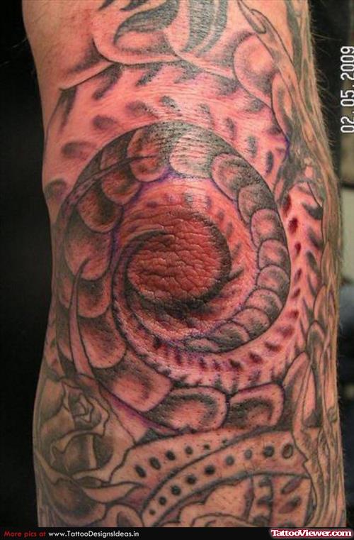 Awesome Grey Ink Elbow Tattoo