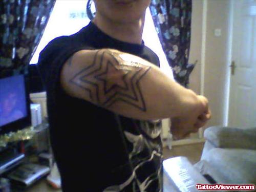 Stars Elbow Tattoo For Guys