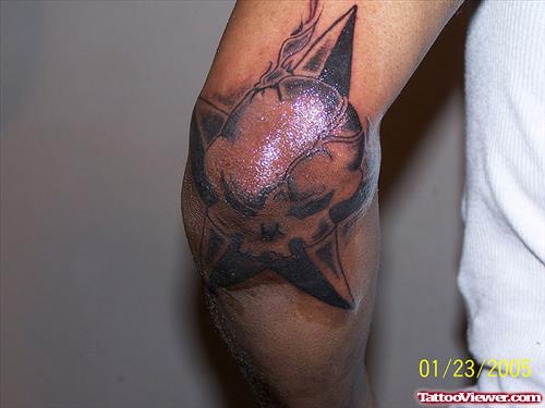 Death Nautical Star Elbow Tattoo