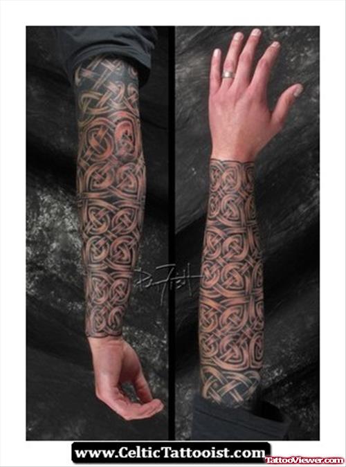 Celtic Grey Elbow Tattoo