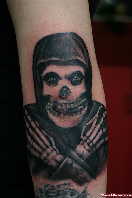 Scary Ghost Elbow Tattoo