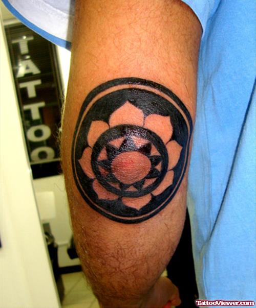 Elbow Mandala Flower Tattoo
