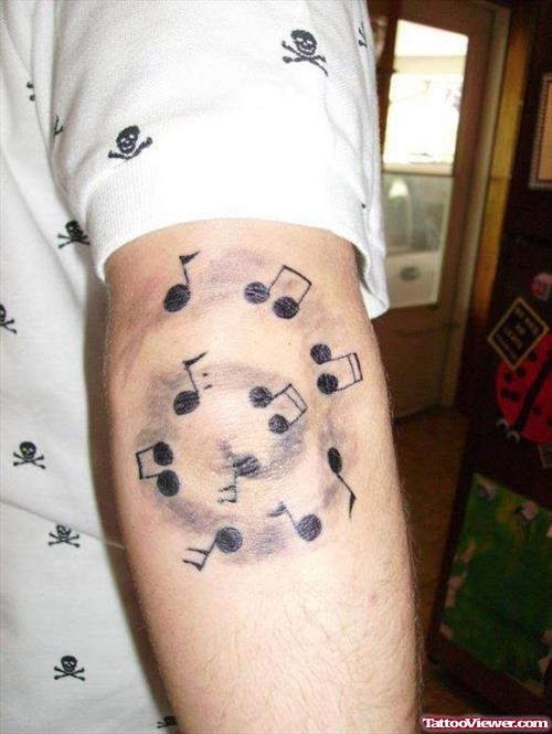 Beautiful Music Notes Elbow Tattoo