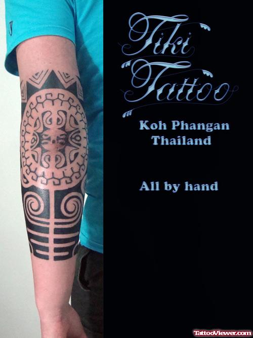 Tiki Elbow Tattoo For Men
