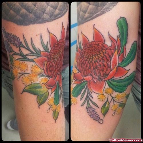 Hibiscus Flower Elbow Tattoo