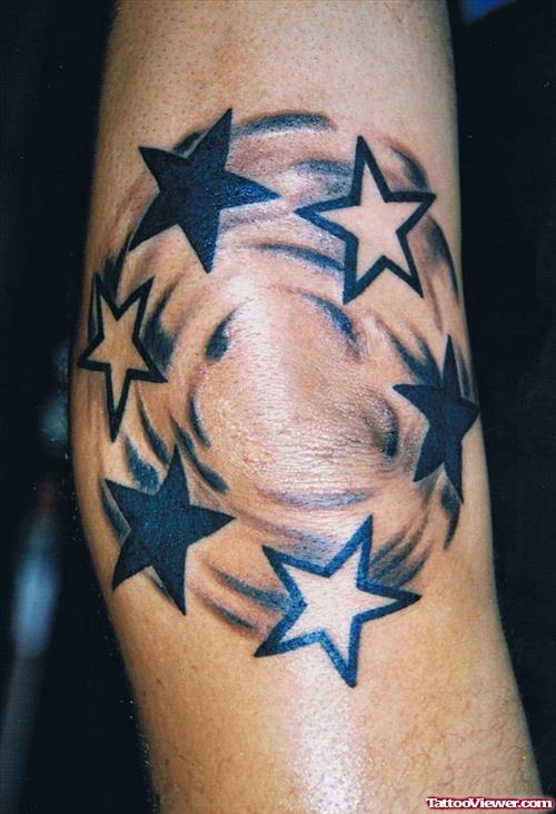 Amazing Stars Elbow Tattoo