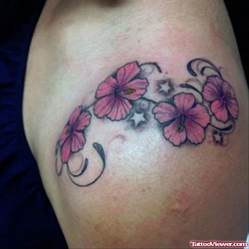 Hibiscus Flowers Elbow Tattoo