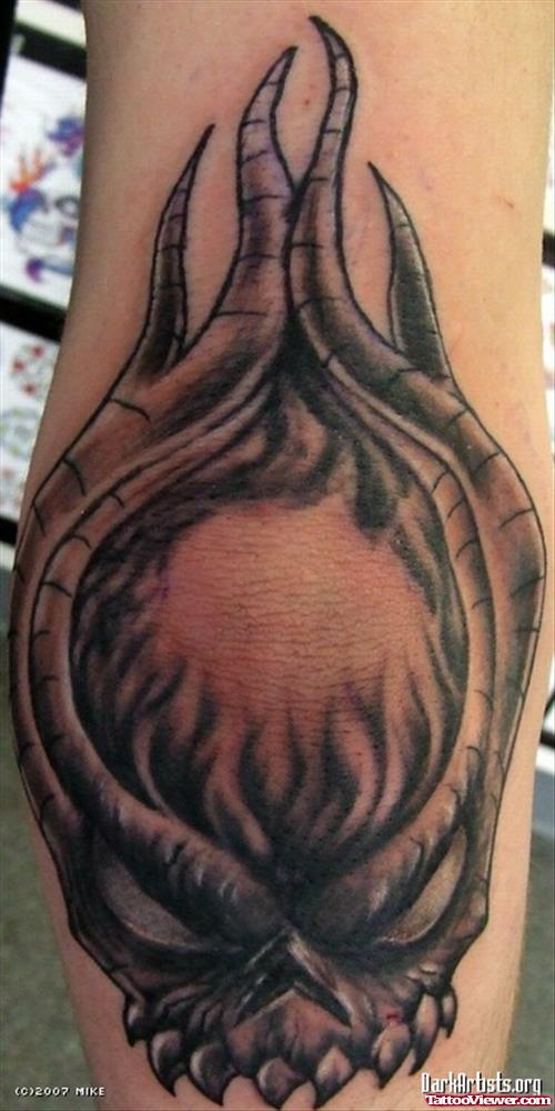Grey Flames Elbow Tattoo