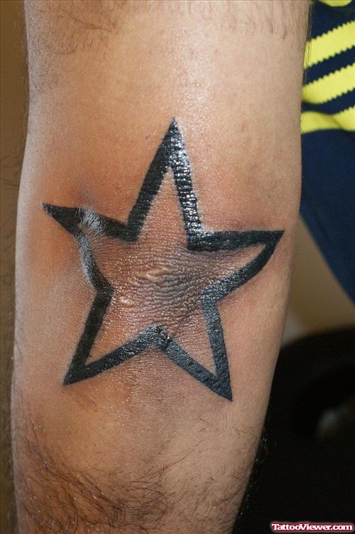 Amazing Outline Star Elbow Tattoo