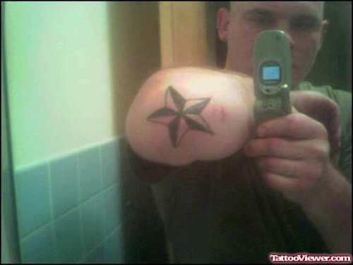 Nautical Star Elbow Tattoo For Men