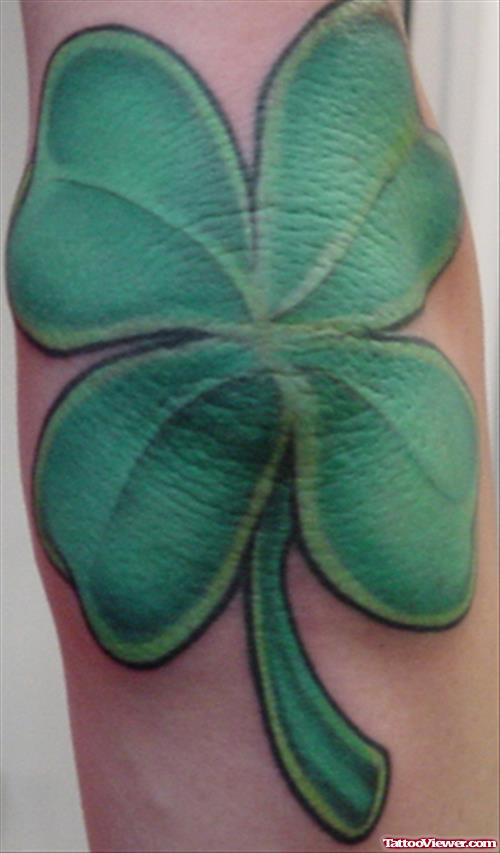 Green Shamrock Elbow Tattoo