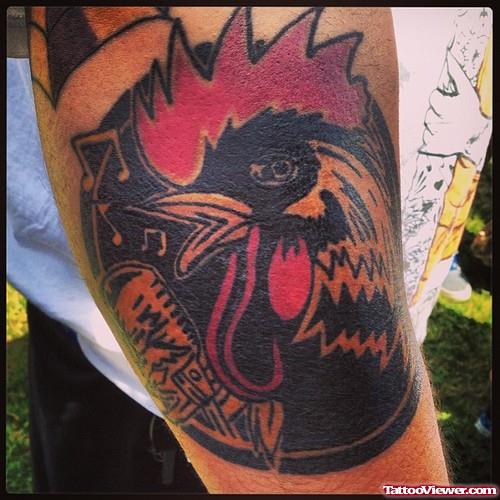 Dark Ink Cock Head Elbow Tattoo