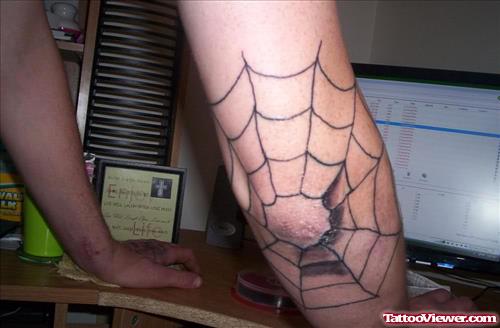 Awesoem Spider Web Elbow Tattoo