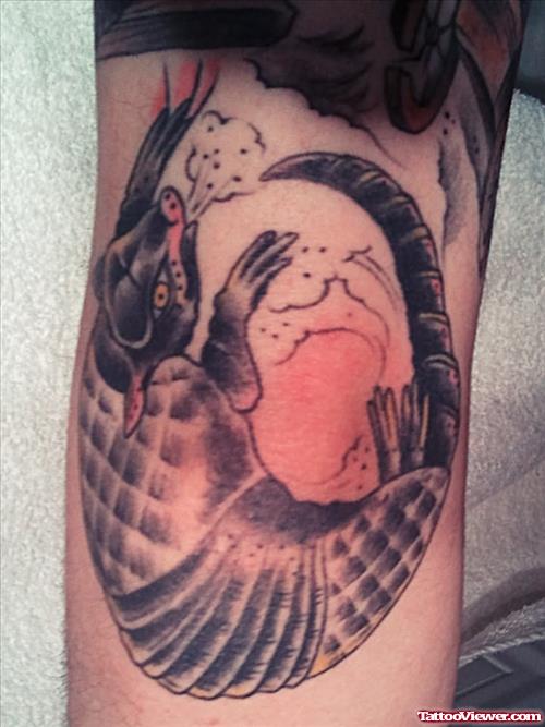Grey Ink Rat Elbow Tattoo