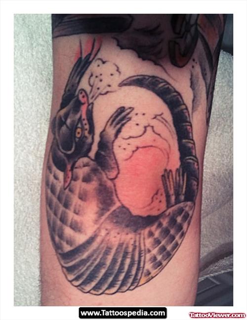 Attractive Grey Ink Rat Elbow Tattoo