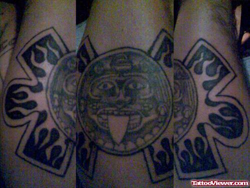 Aztec Elbow Tattoo For Men
