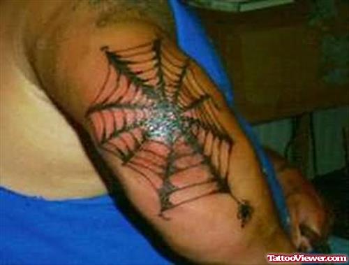 Spider Net Tattoo On Elbow