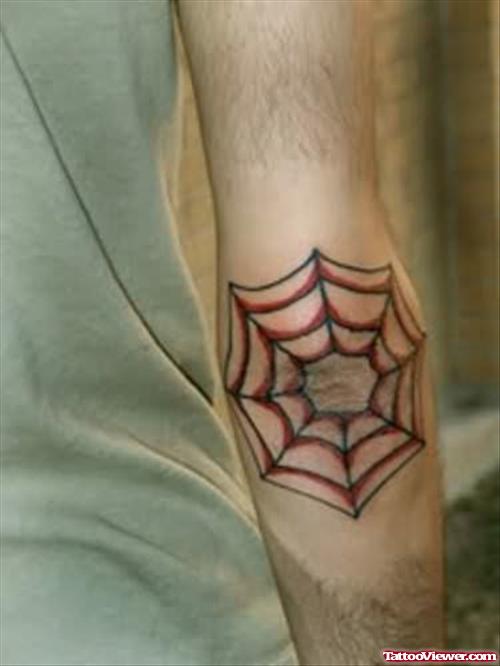Nice Web Tattoo On Elbow