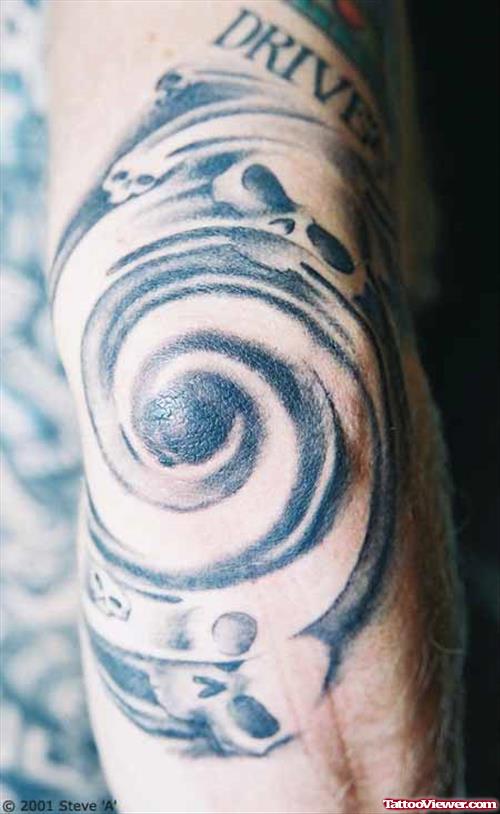 Drive Line Tattoo On Elbow
