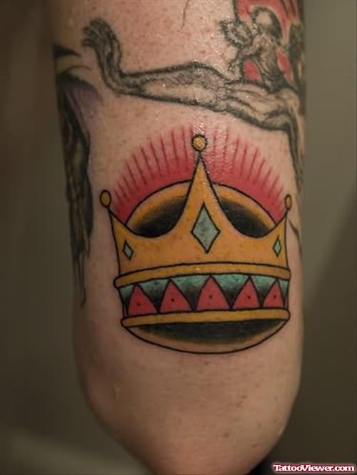 Crown Tattoo On Elbow