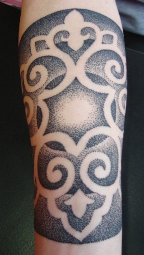 Best Geometric Grey Ink Elbow Tattoo