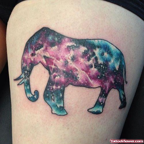 Charming Blue And Pink Elephant Tattoo