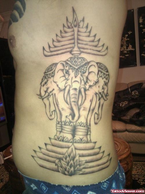 Thai Elephant Tattoo On Side Rib