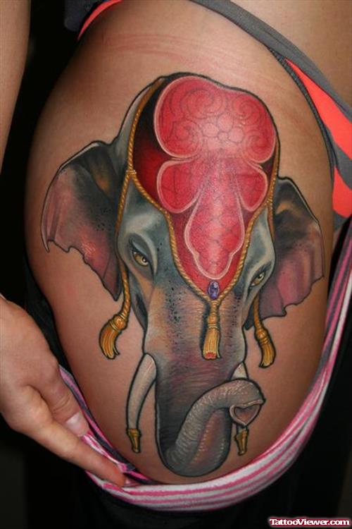 Red Forehead Elephant Tattoo